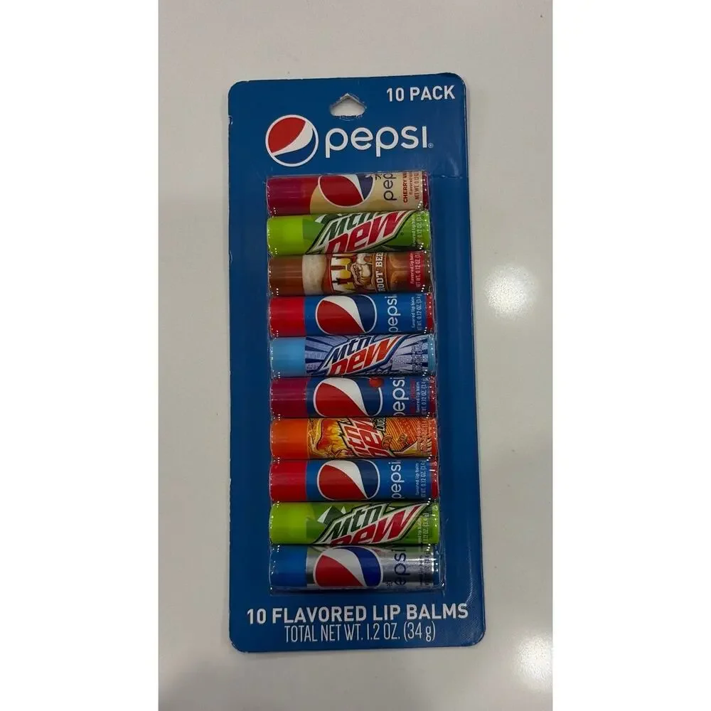 Pepsi & Mountain Dew Flavored Lip Balm Set - 10 Pack Of Soda-Inspired Scents